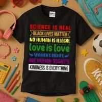 History Month Science Is Real Black Live Matter LGBT Pride Kids T-Shirt thumb 3