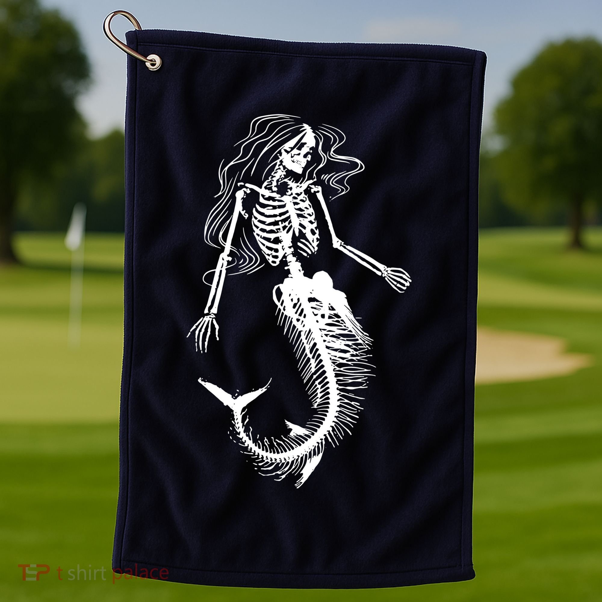 Halloween Mermaid Skeleton Golf Towel