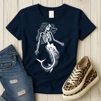 Halloween Mermaid Skeleton Women's T-Shirt thumb 3