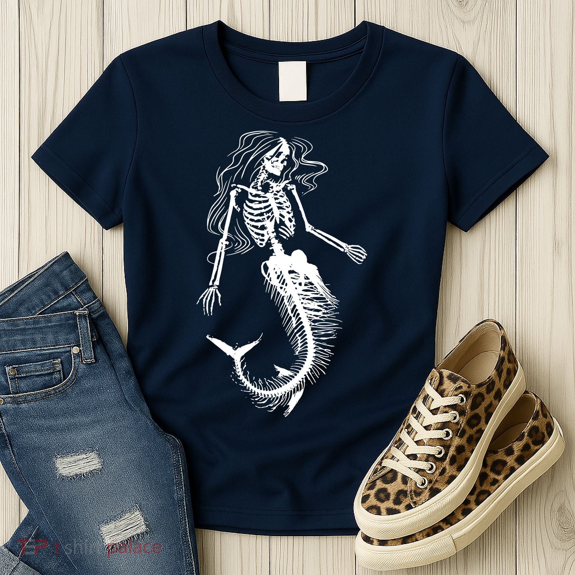 Halloween Mermaid Skeleton Women's T-Shirt