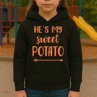 He's my sweet potato for matching couple thanksgiving Kids Hoodie thumb 3
