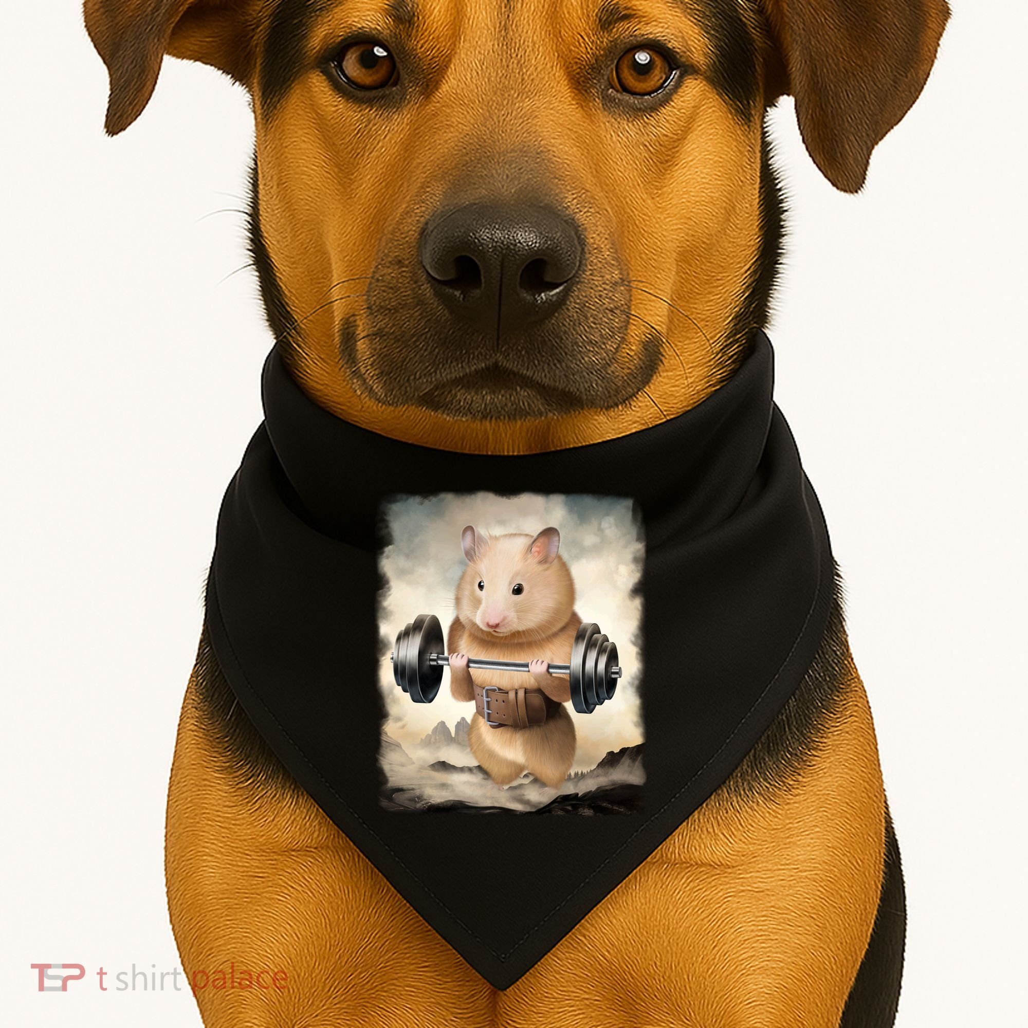 Hamster Muscle Training Weightlifting Cute Gift USA-Made Doggie Bandana