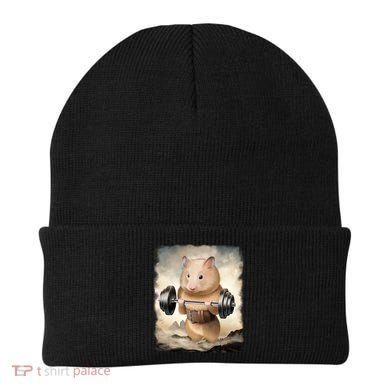 Hamster Muscle Training Weightlifting Cute Gift Beanie