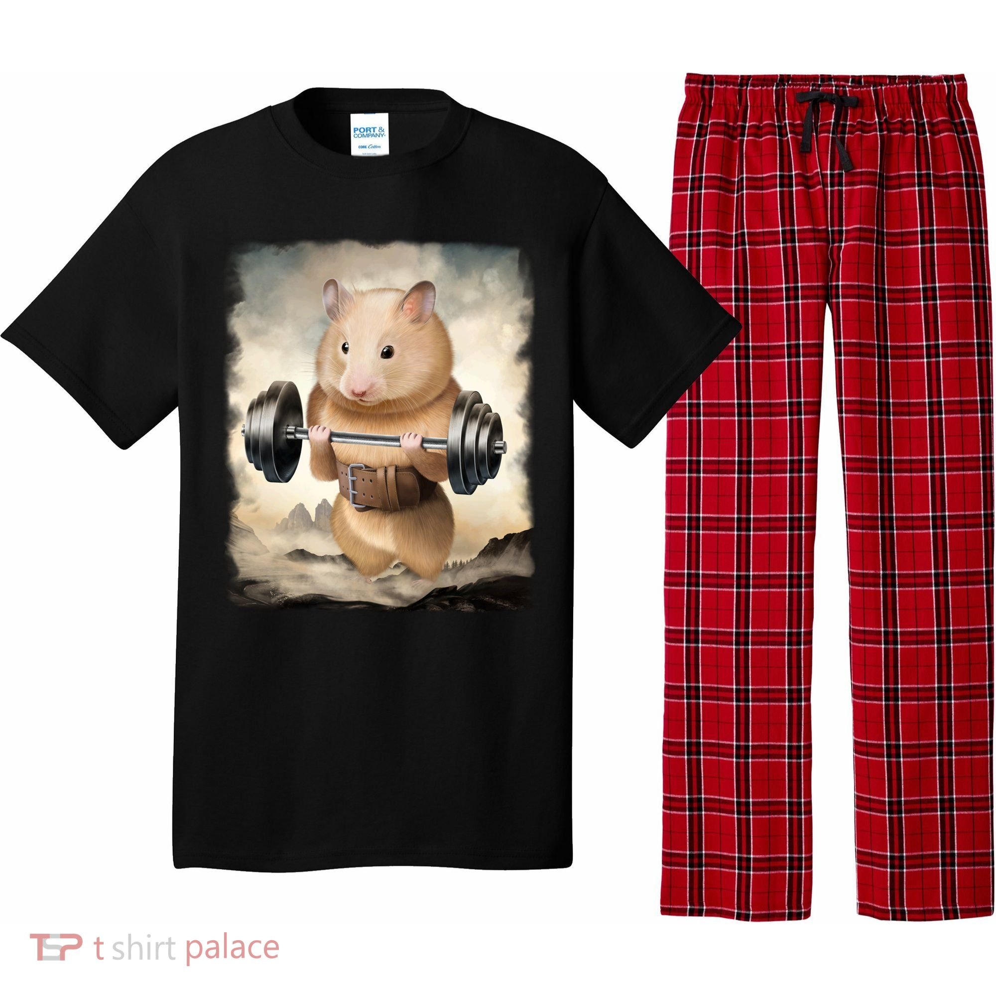 Hamster Muscle Training Weightlifting Cute Gift Pajama Set