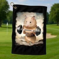 Hamster Muscle Training Weightlifting Cute Gift Golf Towel thumb 1