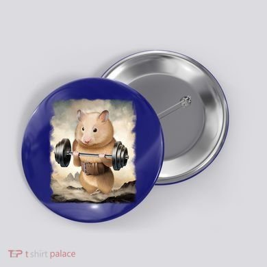 Hamster Muscle Training Weightlifting Cute Gift Button