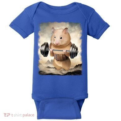 Hamster Muscle Training Weightlifting Cute Gift Baby Bodysuit