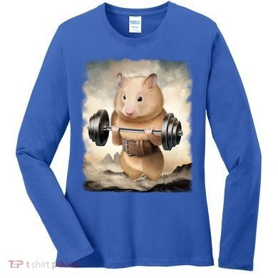 Hamster Muscle Training Weightlifting Cute Gift Women's Long Sleeve Shirt