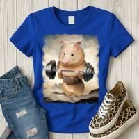 Hamster Muscle Training Weightlifting Cute Gift Women's T-Shirt thumb 3