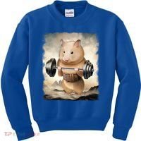 Hamster Muscle Training Weightlifting Cute Gift Kids Sweatshirt thumb 0