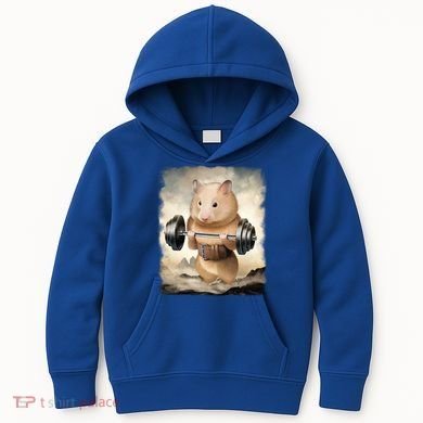Hamster Muscle Training Weightlifting Cute Gift Kids Hoodie