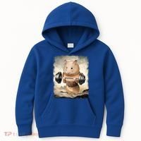 Hamster Muscle Training Weightlifting Cute Gift Kids Hoodie thumb 0