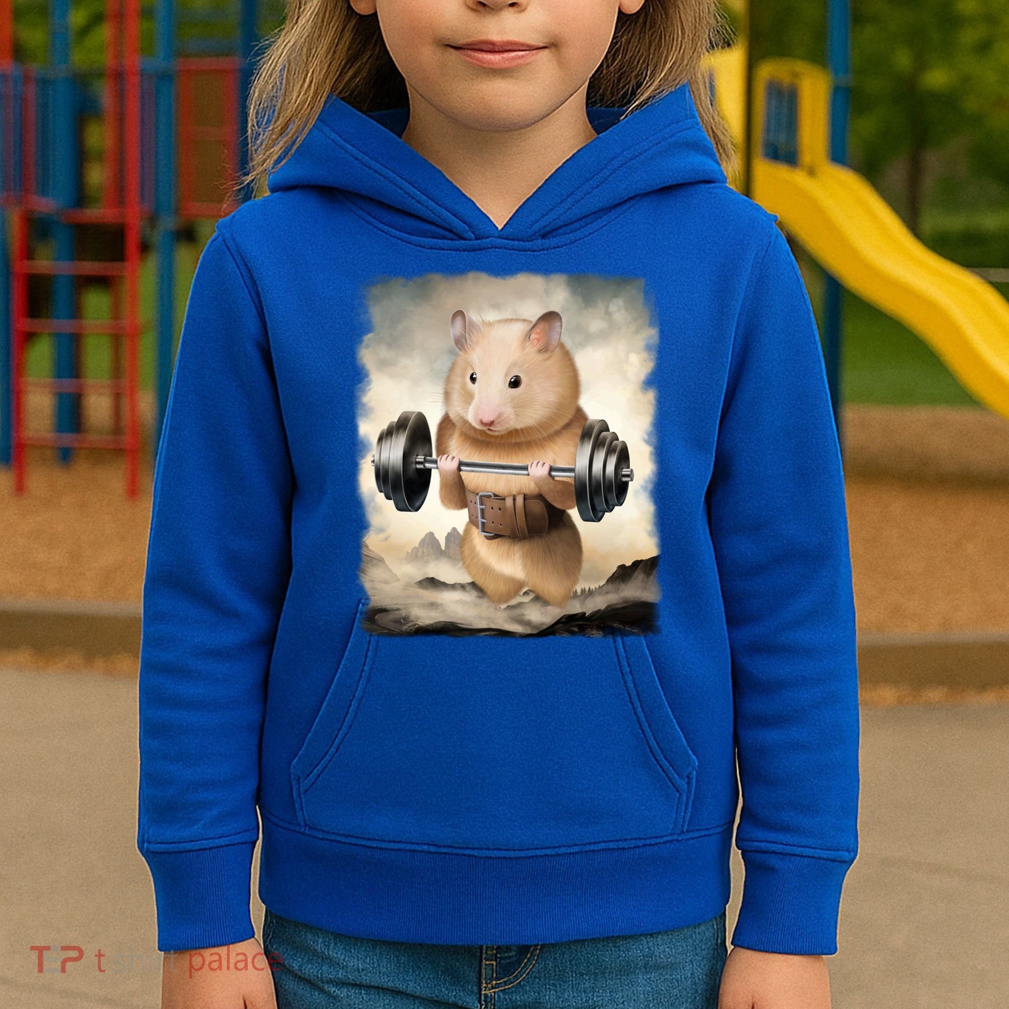 Hamster Muscle Training Weightlifting Cute Gift Kids Hoodie