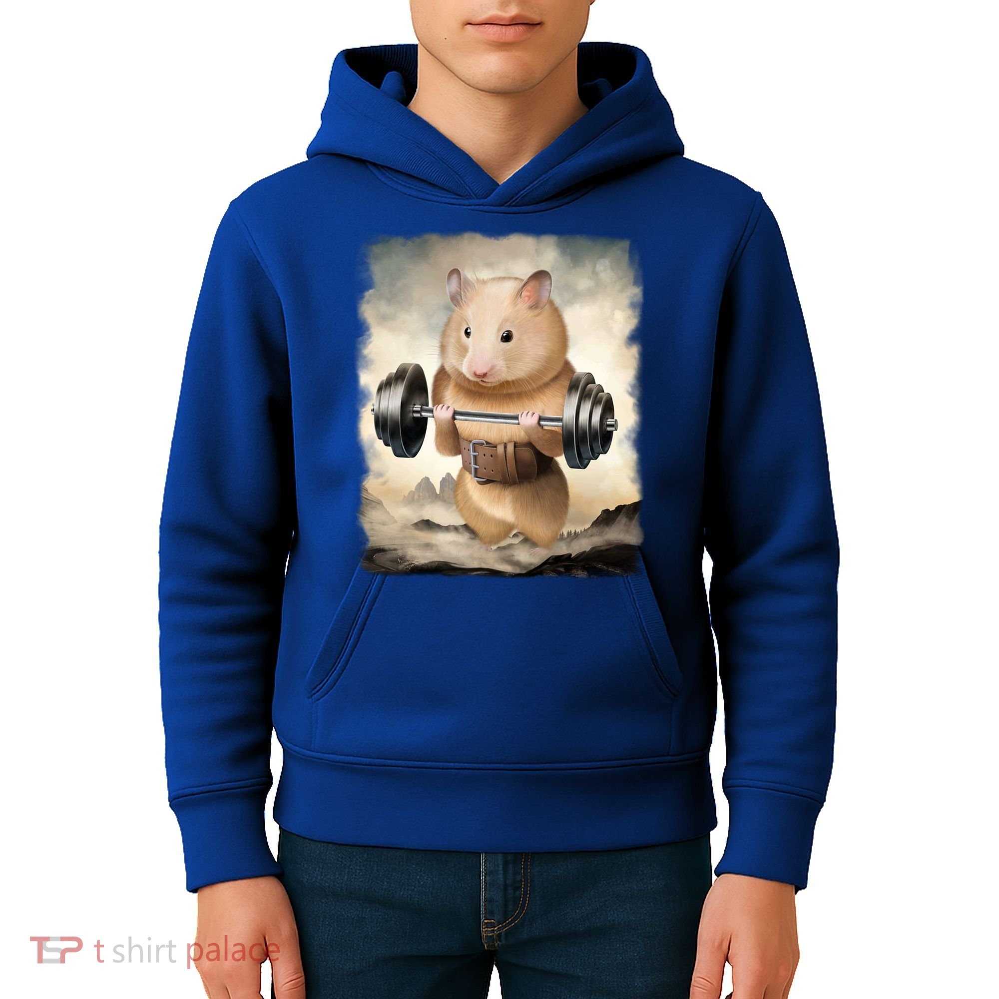 Hamster Muscle Training Weightlifting Cute Gift Kids Hoodie