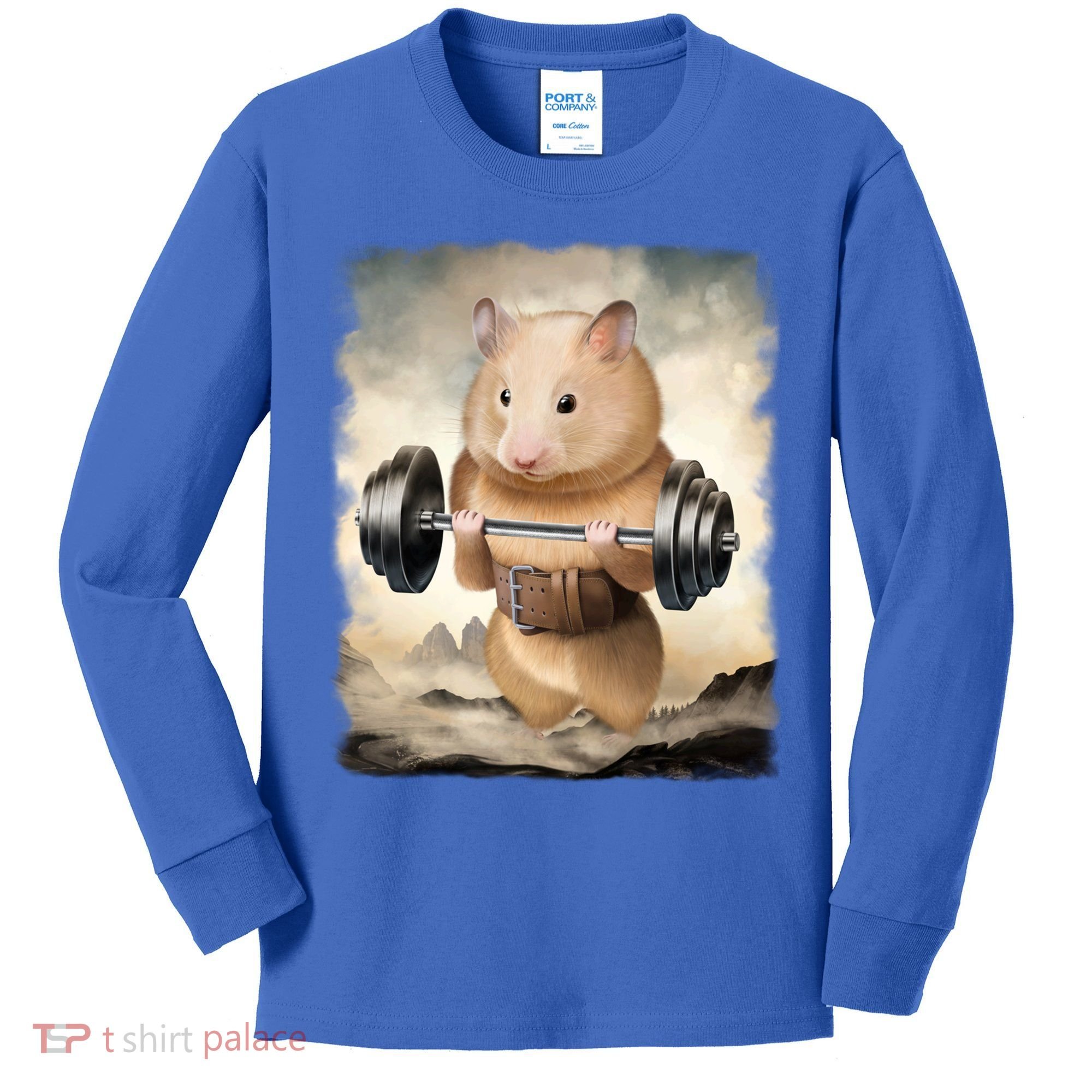 Hamster Muscle Training Weightlifting Cute Gift Kids Long Sleeve Shirt