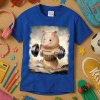 Hamster Muscle Training Weightlifting Cute Gift Kids T-Shirt thumb 3