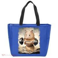 Hamster Muscle Training Weightlifting Cute Gift Tote Bag thumb 0