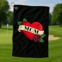 Heart Mom Tattoo Golf Towel thumb 1