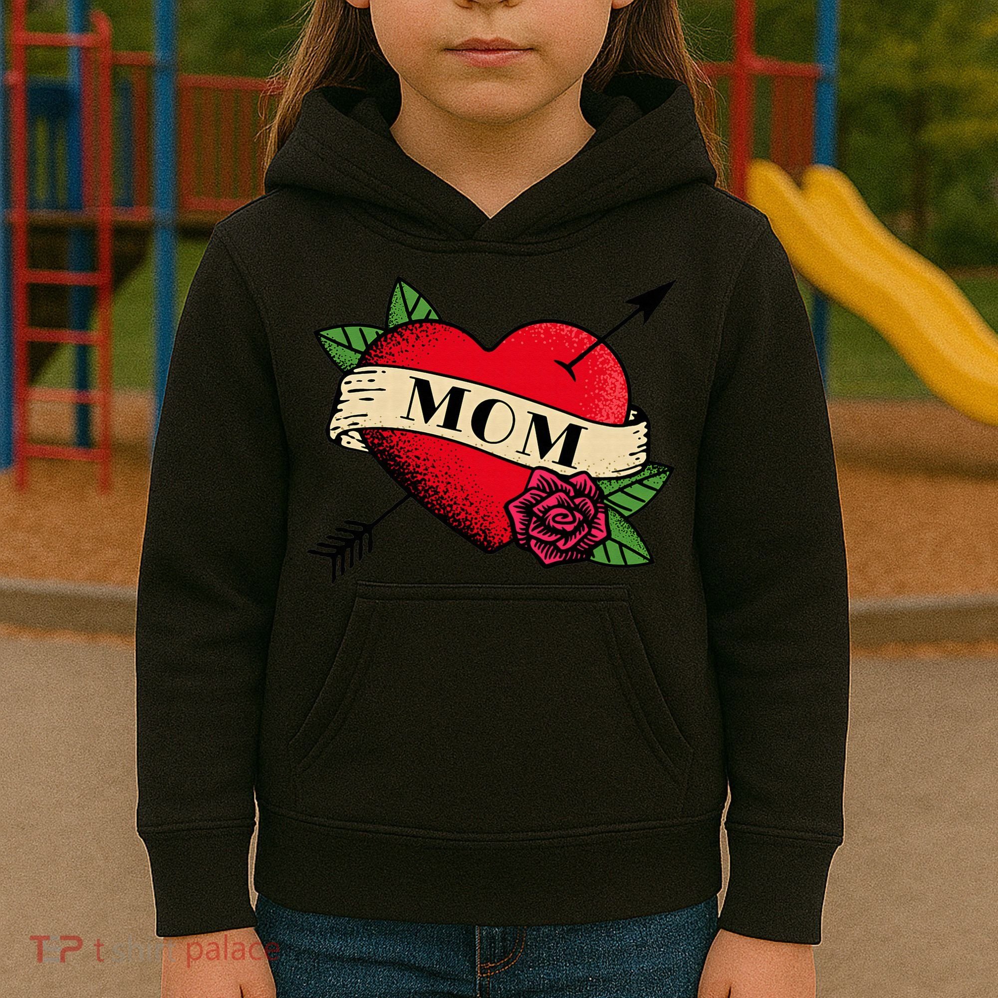 Heart Mom Tattoo Kids Hoodie