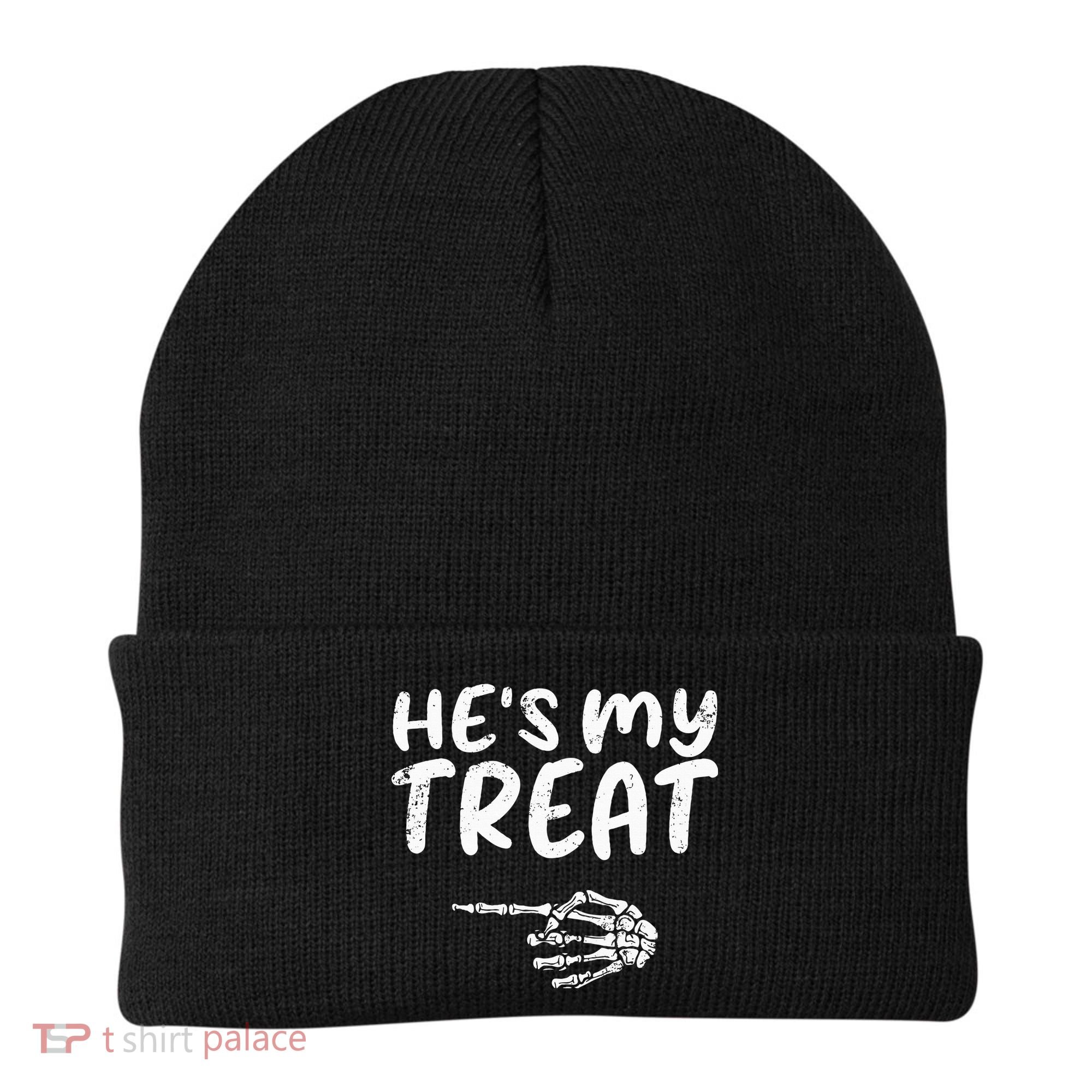 HeS My Treat Skeleton Hand Funny Halloween Costume Couples Beanie