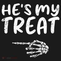HeS My Treat Skeleton Hand Funny Halloween Costume Couples Women's Hoodie thumb 2