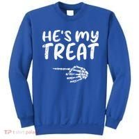 HeS My Treat Skeleton Hand Funny Halloween Costume Couples Sweatshirt thumb 0