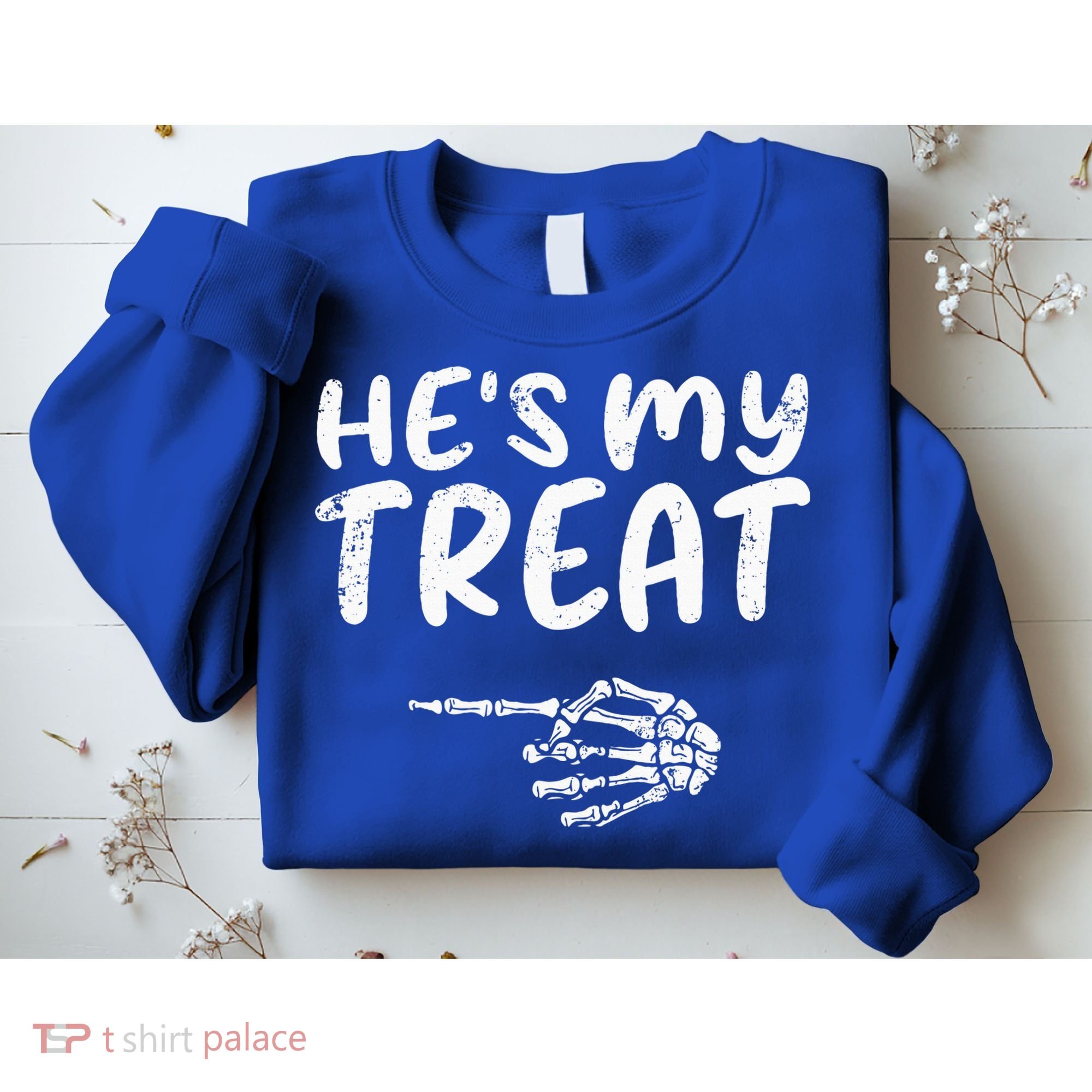 HeS My Treat Skeleton Hand Funny Halloween Costume Couples Sweatshirt