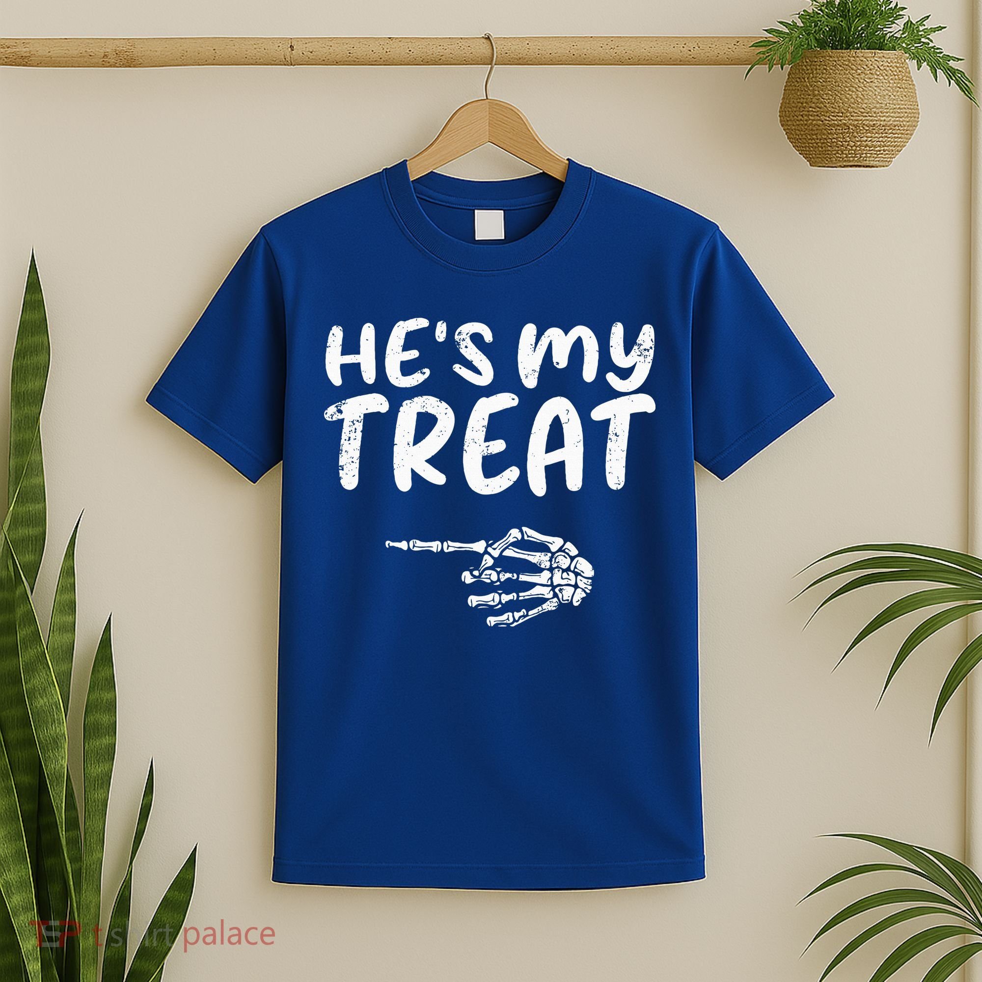 HeS My Treat Skeleton Hand Funny Halloween Costume Couples T-Shirt