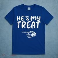 HeS My Treat Skeleton Hand Funny Halloween Costume Couples T-Shirt thumb 5