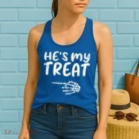 HeS My Treat Skeleton Hand Funny Halloween Costume Couples Women's Tank Top thumb 2