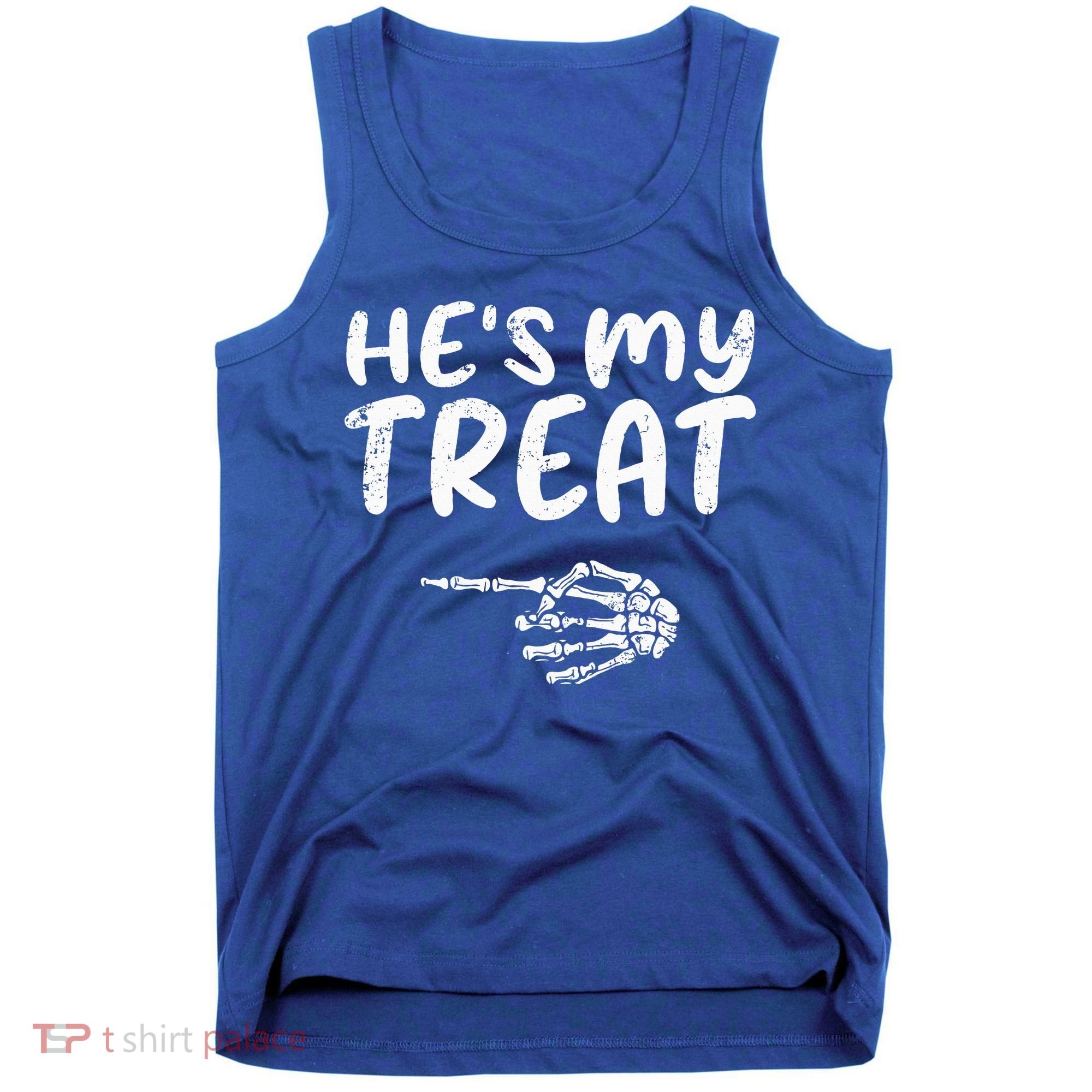 HeS My Treat Skeleton Hand Funny Halloween Costume Couples Tank Top