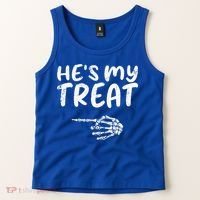 HeS My Treat Skeleton Hand Funny Halloween Costume Couples Tank Top thumb 2