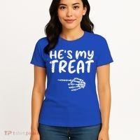 HeS My Treat Skeleton Hand Funny Halloween Costume Couples Women's T-Shirt thumb 4