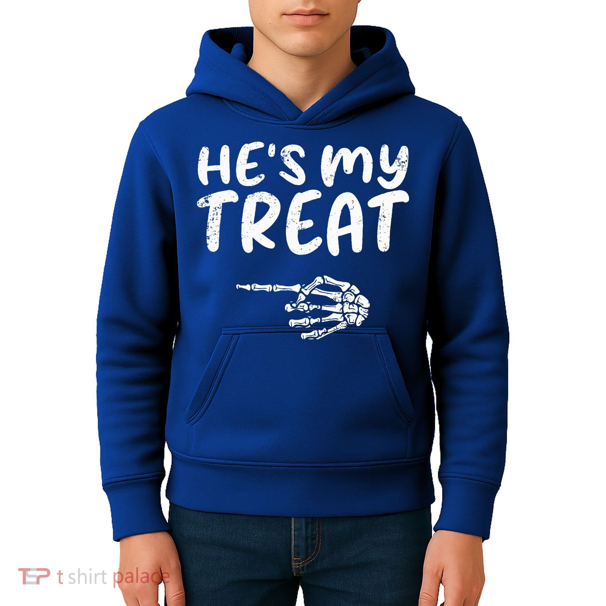 HeS My Treat Skeleton Hand Funny Halloween Costume Couples Kids Hoodie