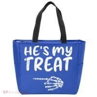 HeS My Treat Skeleton Hand Funny Halloween Costume Couples Tote Bag thumb 0