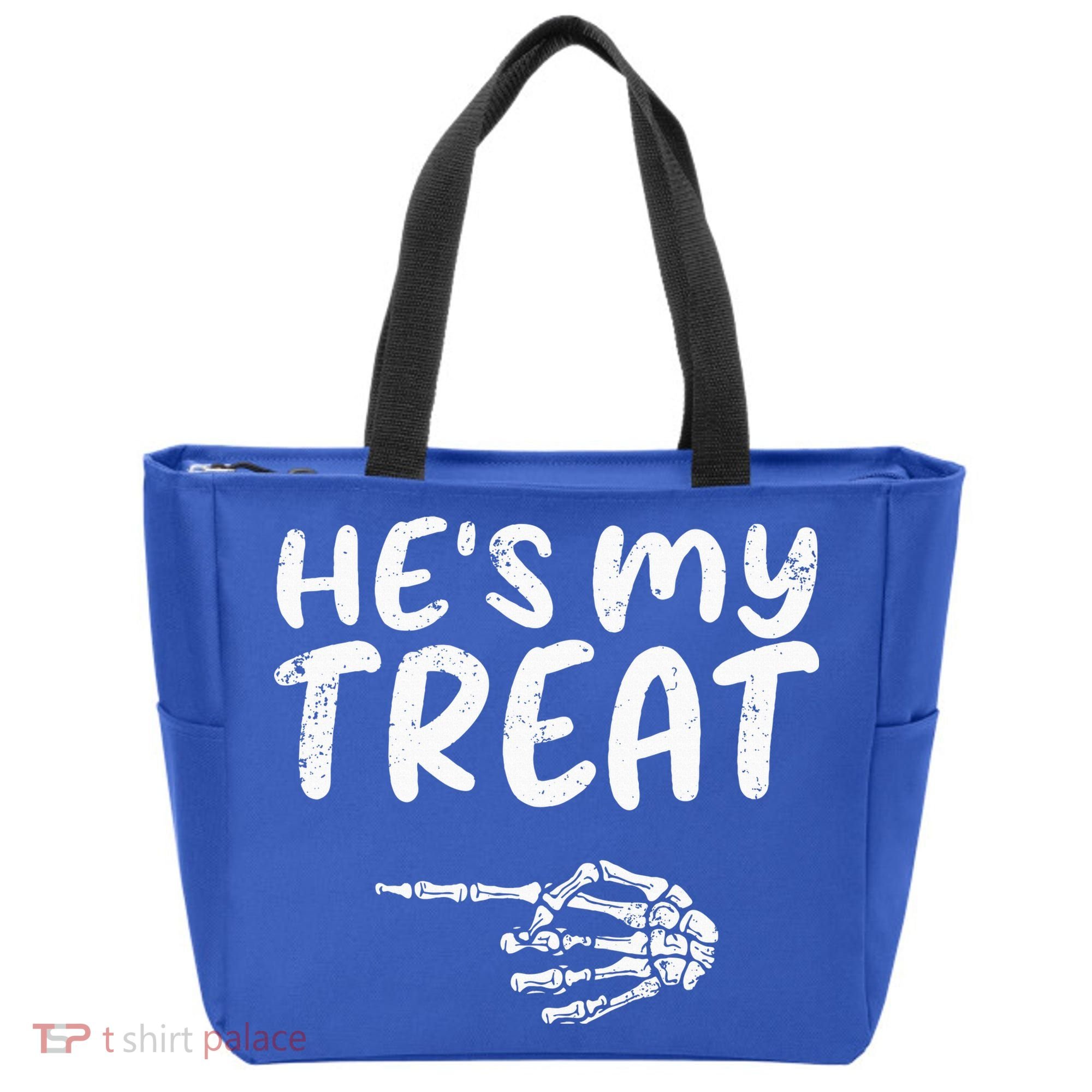 HeS My Treat Skeleton Hand Funny Halloween Costume Couples Tote Bag
