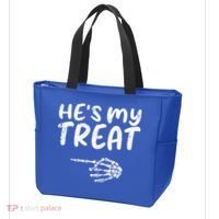 HeS My Treat Skeleton Hand Funny Halloween Costume Couples Tote Bag thumb 3