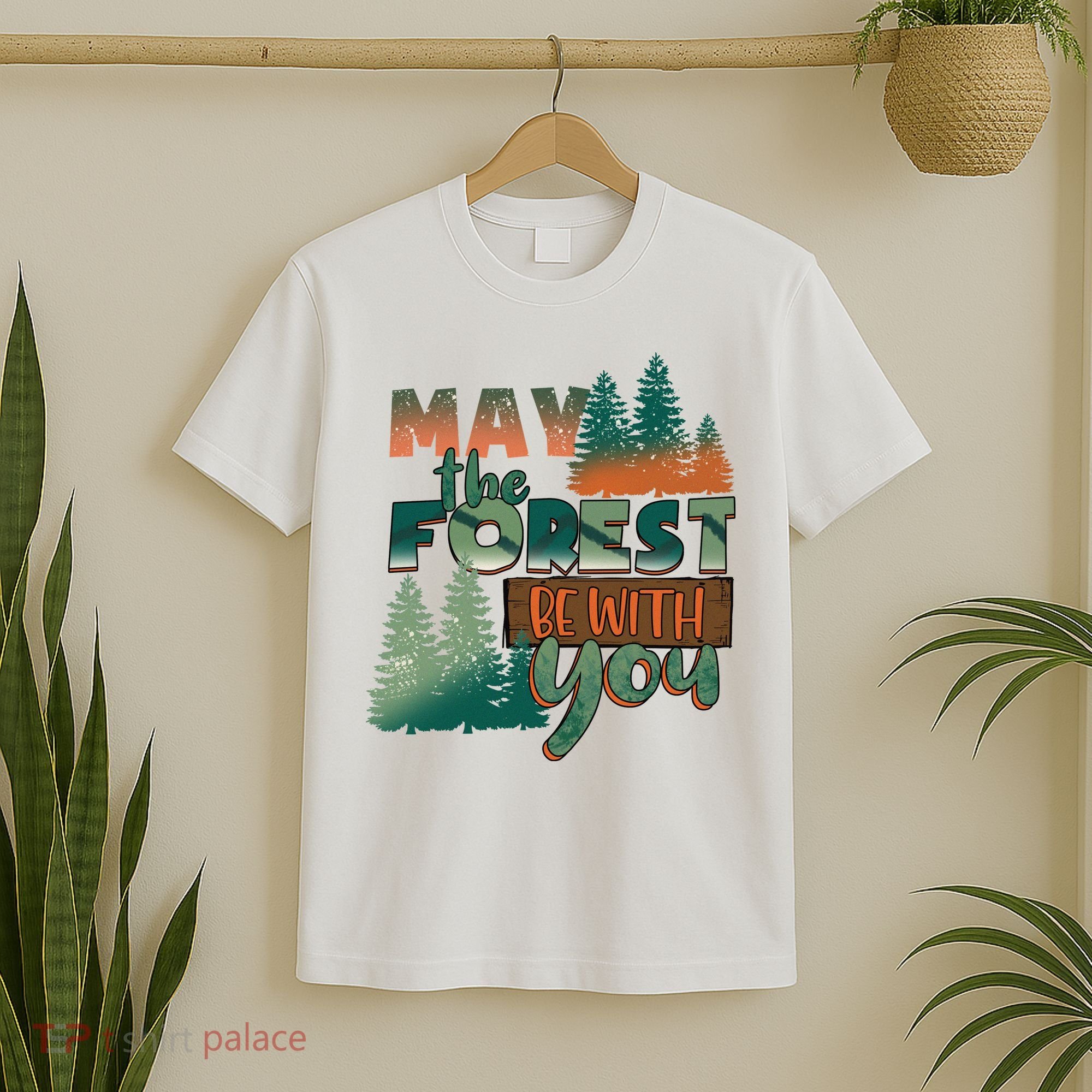Hiking May The Forest Be With You Camping Gift T-Shirt