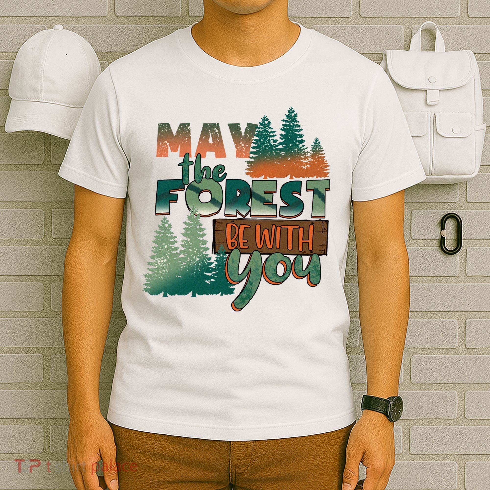 Hiking May The Forest Be With You Camping Gift T-Shirt