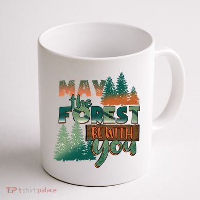 Hiking May The Forest Be With You Camping Gift Coffee Mug back