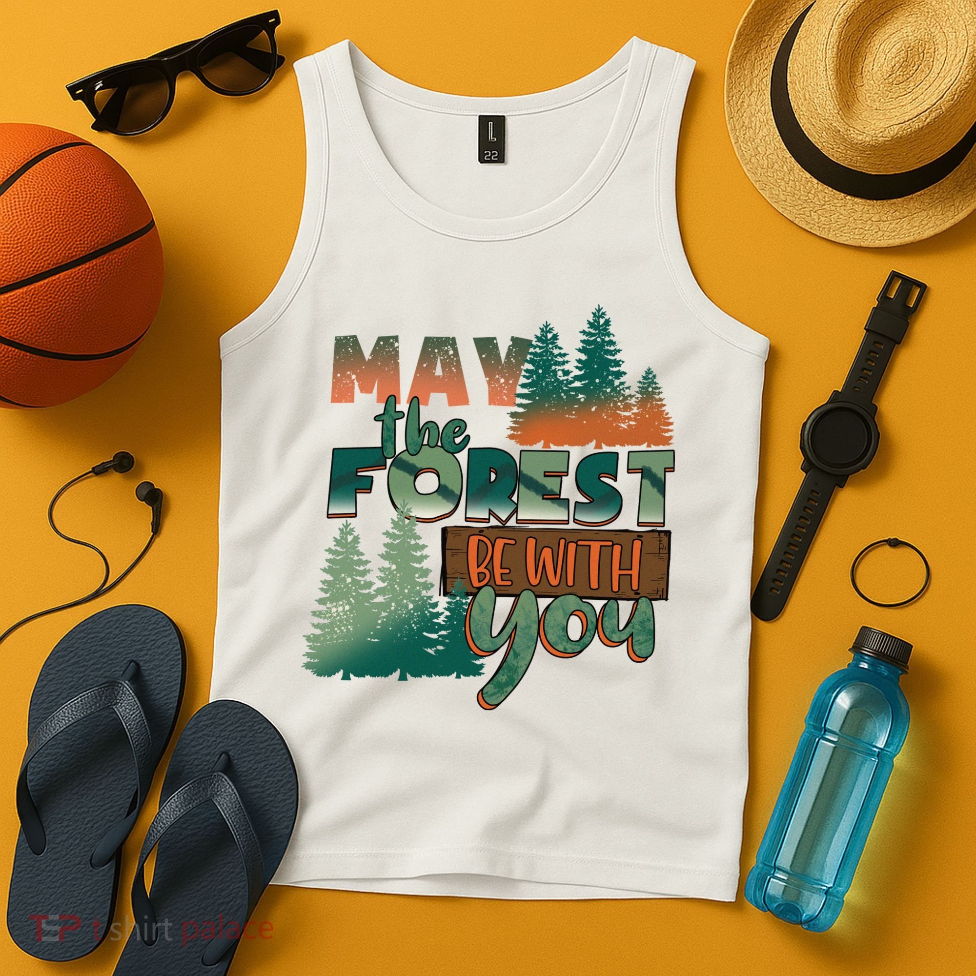 Hiking May The Forest Be With You Camping Gift Tank Top