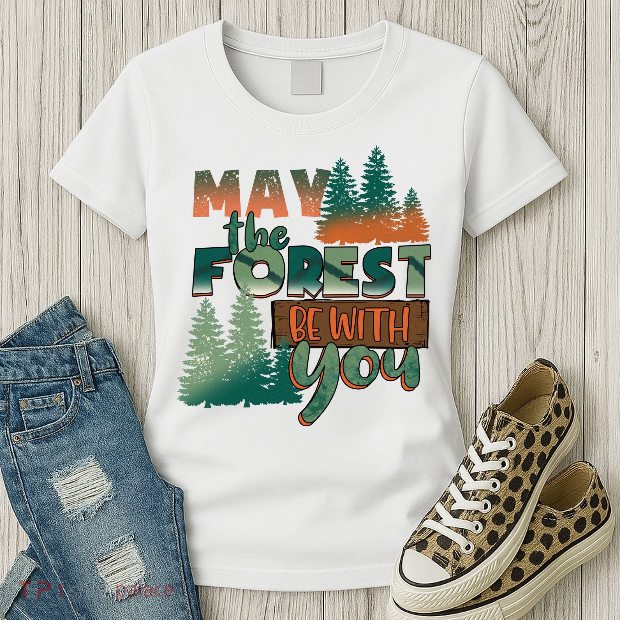 Hiking May The Forest Be With You Camping Gift Women's T-Shirt