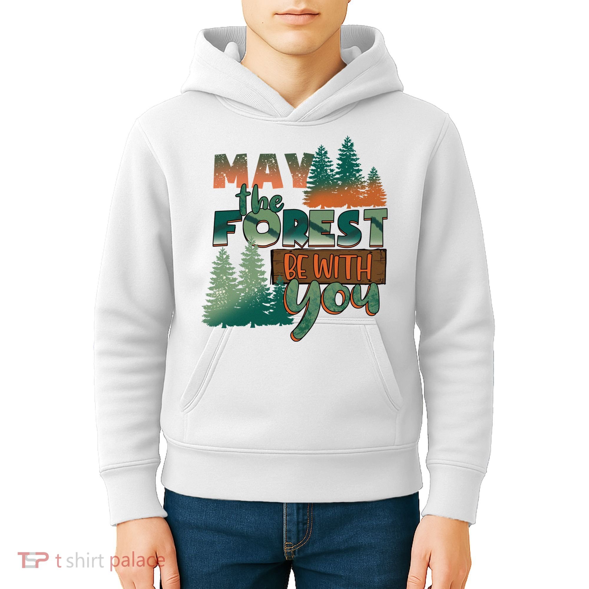 Hiking May The Forest Be With You Camping Gift Kids Hoodie