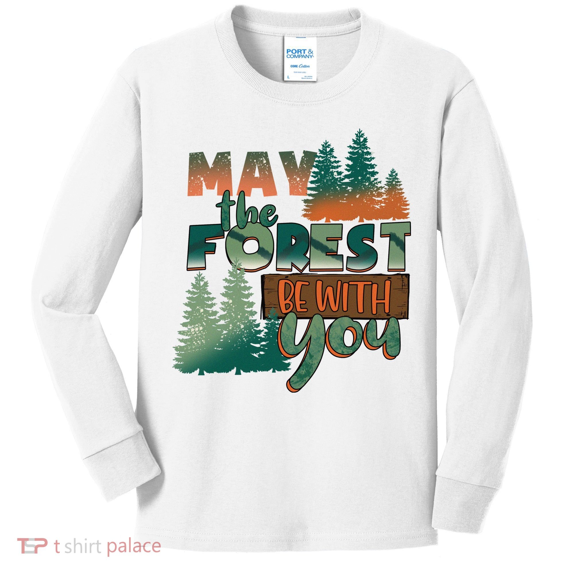 Hiking May The Forest Be With You Camping Gift Kids Long Sleeve Shirt