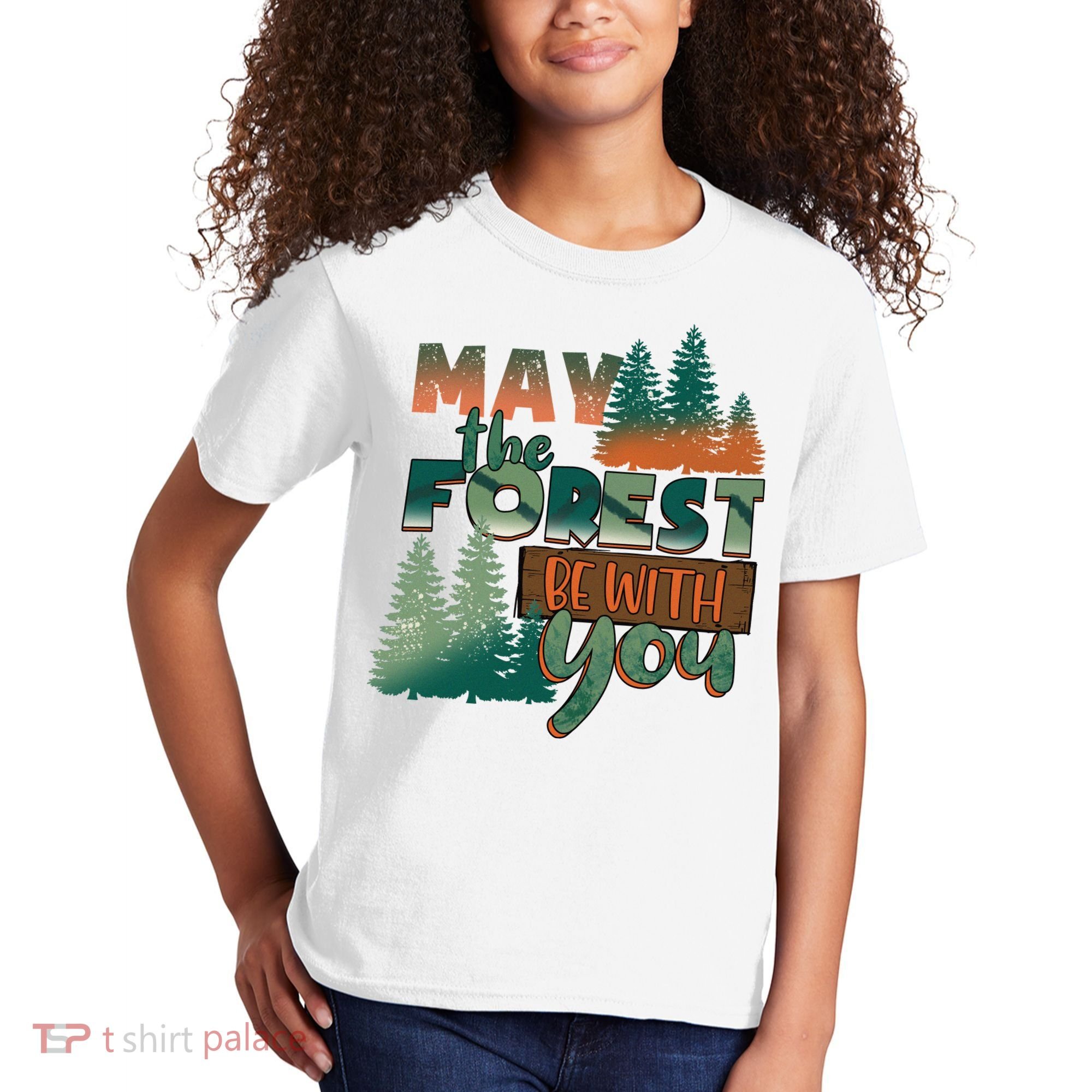 Hiking May The Forest Be With You Camping Gift Kids T-Shirt