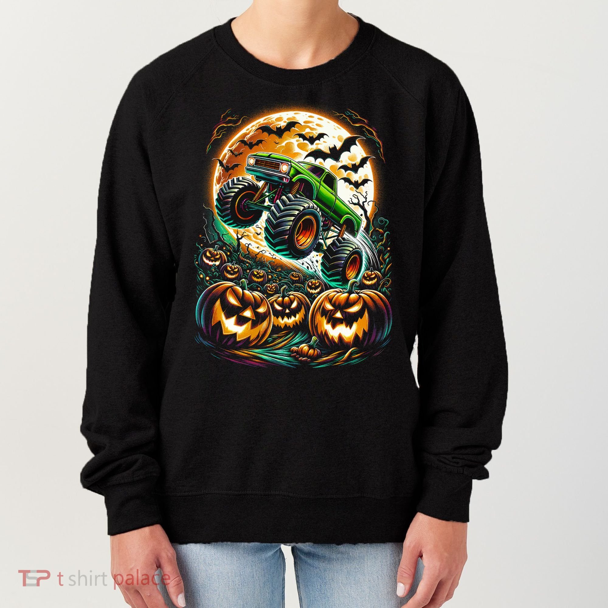 Halloween Monster Truck Jack O Lantern Trick Treat Women's Sweatshirt