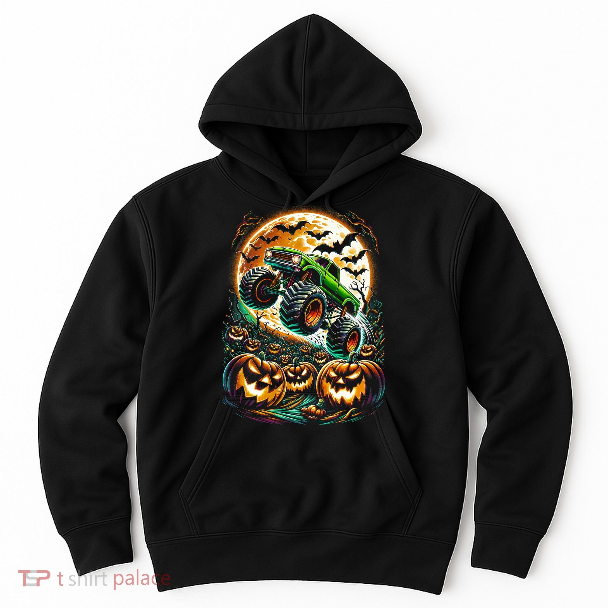 Halloween Monster Truck Jack O Lantern Trick Treat Hoodie