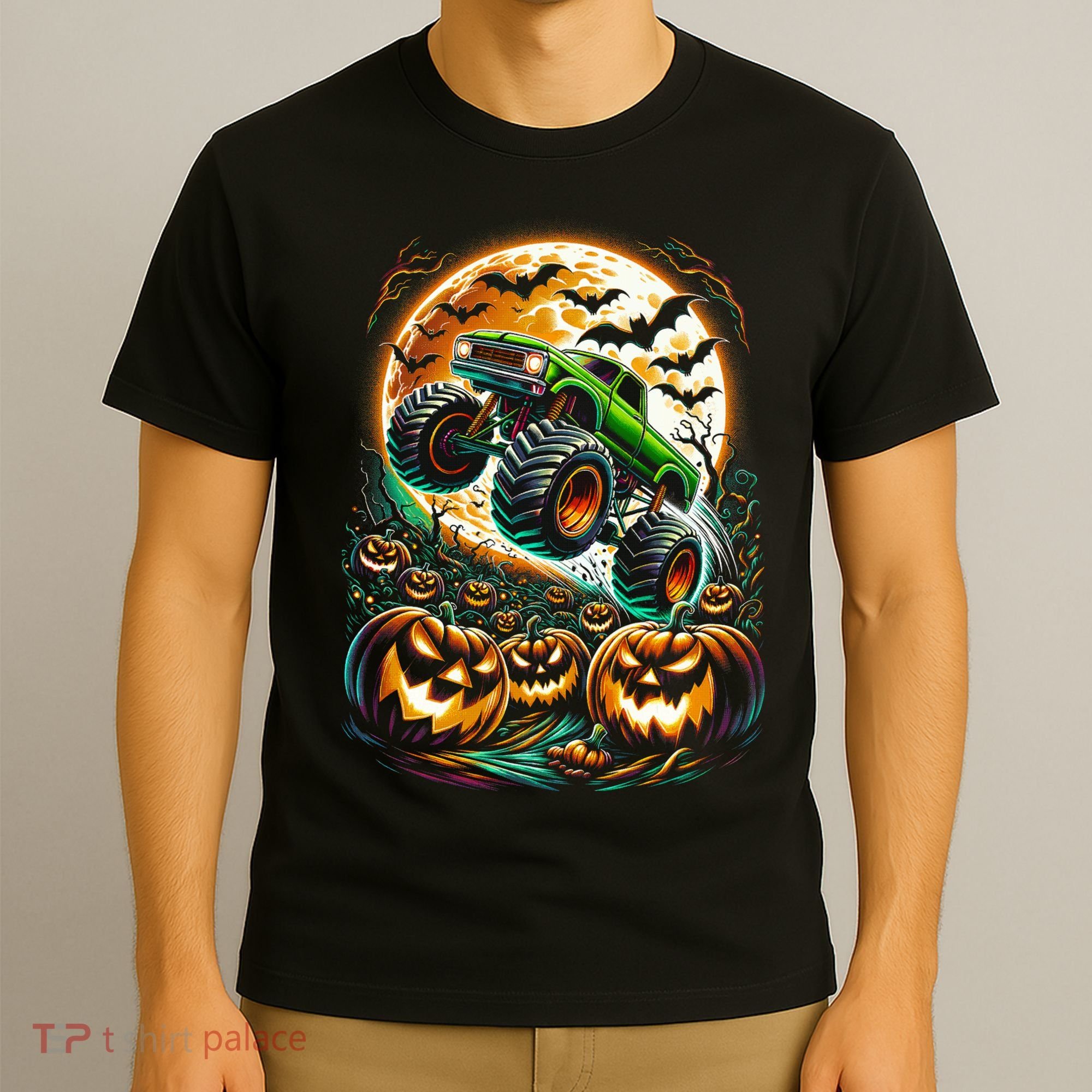 Halloween Monster Truck Jack O Lantern Trick Treat T-Shirt