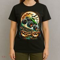 Halloween Monster Truck Jack O Lantern Trick Treat T-Shirt thumb 4