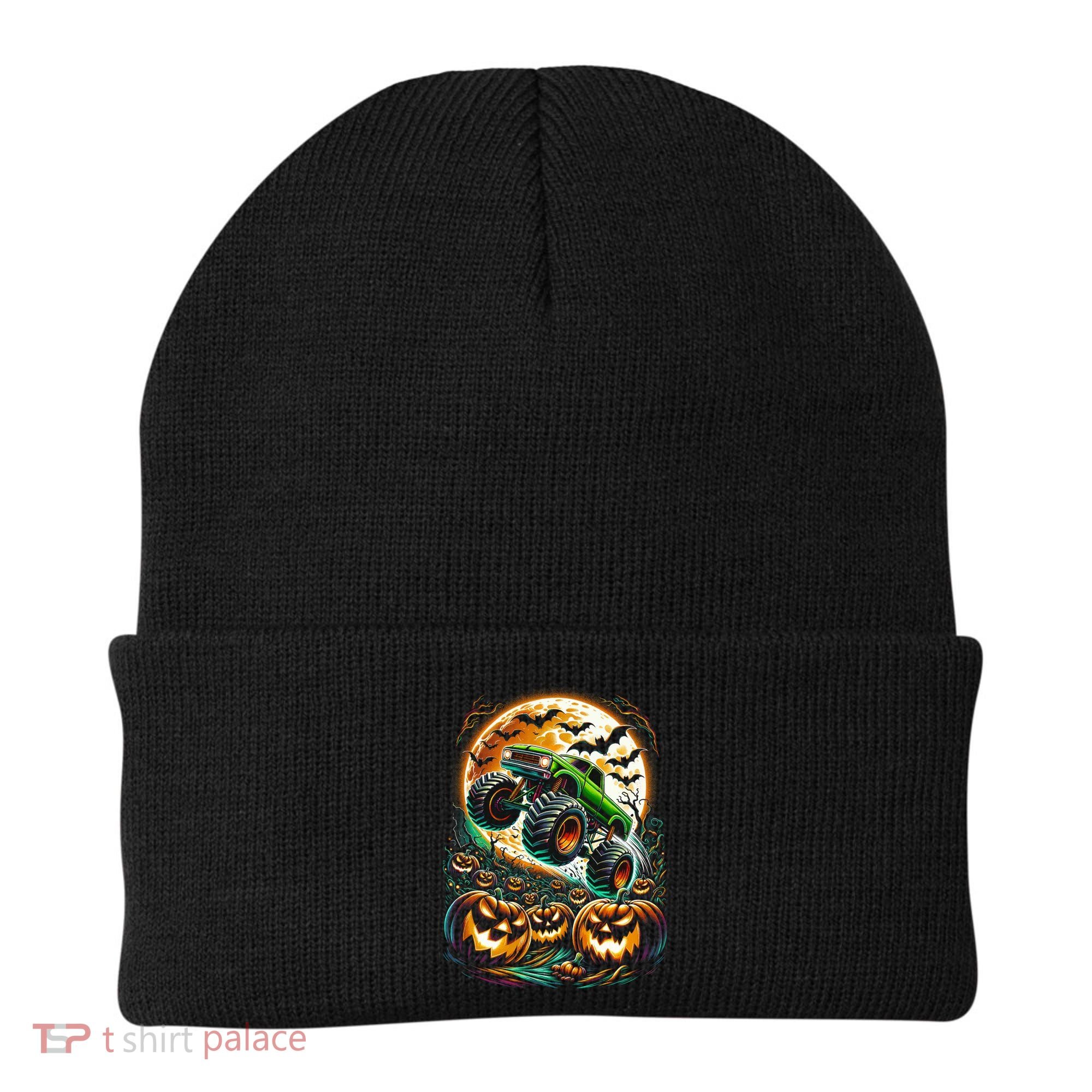 Halloween Monster Truck Jack O Lantern Trick Treat Beanie